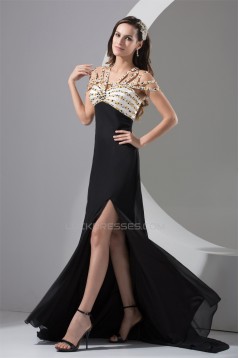 Brush Sweep Train V-Neck Beading A-Line Prom/Formal Evening Dresses 02020129