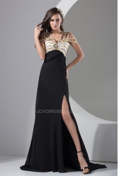 Brush Sweep Train V-Neck Beading A-Line Prom/Formal Evening Dresses 02020129