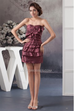 Beautiful Sheath/Column Taffeta Short/Mini Bows Evening Party Bridesmaid Dresses 02021308