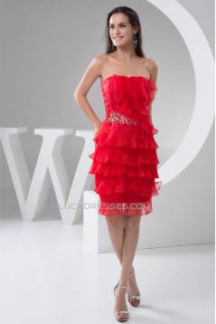 Organza Strapless Sleeveless Beading Knee-Length Prom/Formal Evening Dresses 02021336