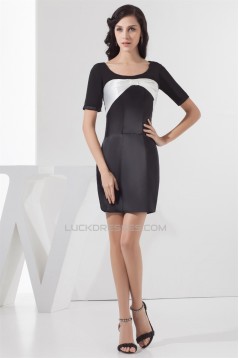 Pleats Sheath/Column Scoop Chiffon Silk like Satin Bridesmaid Dresses with Sleeves 02021339