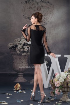 Sheath/Column Appliques High-Neck Chiffon Fine Netting Mother of the Bride Dresses 02021353