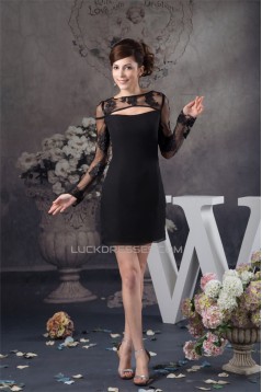 Sheath/Column Appliques High-Neck Chiffon Fine Netting Mother of the Bride Dresses 02021353