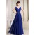 A-Line V-Neck Floor-Length Blue Chiffon Sleeveless Prom/Formal Evening Bridesmaid Dresses 02020136