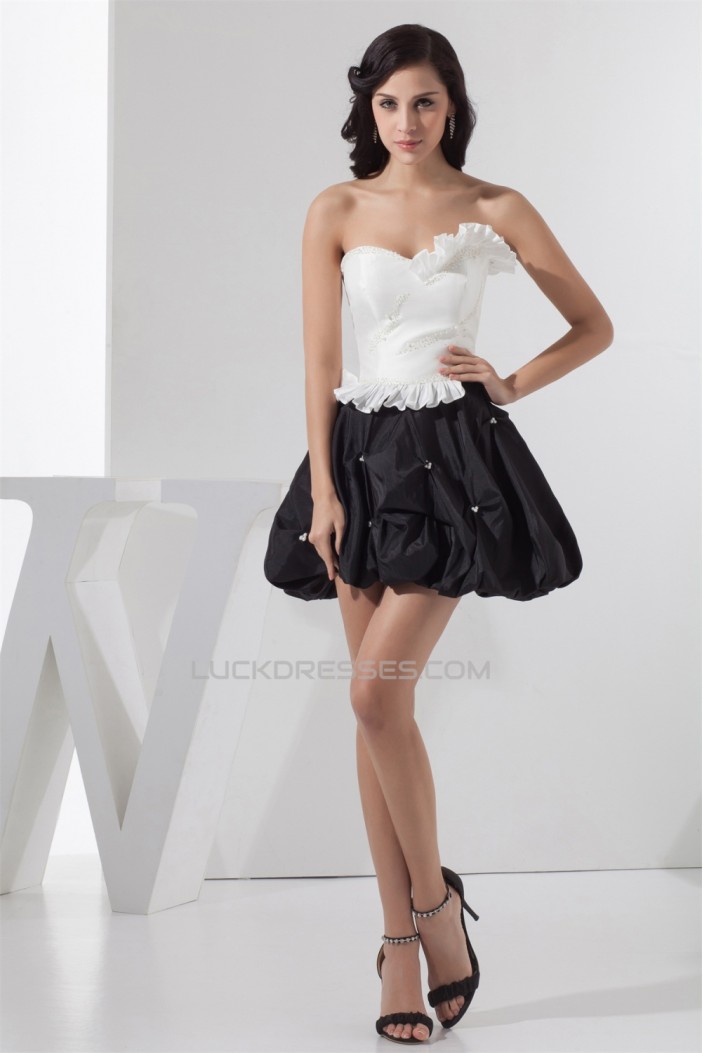 Sleeveless Beading A-Line Taffeta Short/Mini Prom/Formal Evening Dresses 02021407