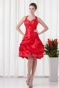 A-Line Ruched Taffeta Sleeveless Knee-Length Prom/Formal Evening Dresses 02021440