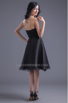 Chiffon Organza Silk like Satin A-Line Knee-Length Little Black Dresses 02021462