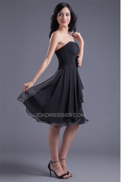 Chiffon Organza Silk like Satin A-Line Knee-Length Little Black Dresses 02021462
