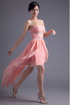 Chiffon Silk like Satin A-Line Strapless Prom/Formal Evening Dresses 02021463