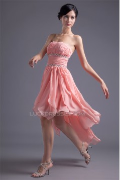Chiffon Silk like Satin A-Line Strapless Prom/Formal Evening Dresses 02021463
