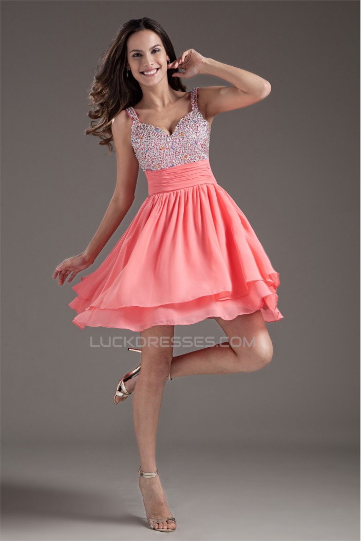 Chiffon Silk like Satin Sleeveless Short/Mini Prom/Formal Evening Dresses 02021467