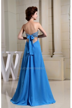 Empire Floor-Length Chiffon Long Blue Beaded Prom/Formal Evening Dresses 02020147
