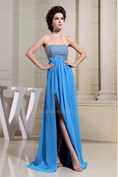Empire Floor-Length Chiffon Long Blue Beaded Prom/Formal Evening Dresses 02020147