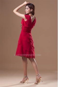 Knee-Length Chiffon Silk like Satin Pleats Prom/Formal Evening Bridesmaid Dresses 02021472