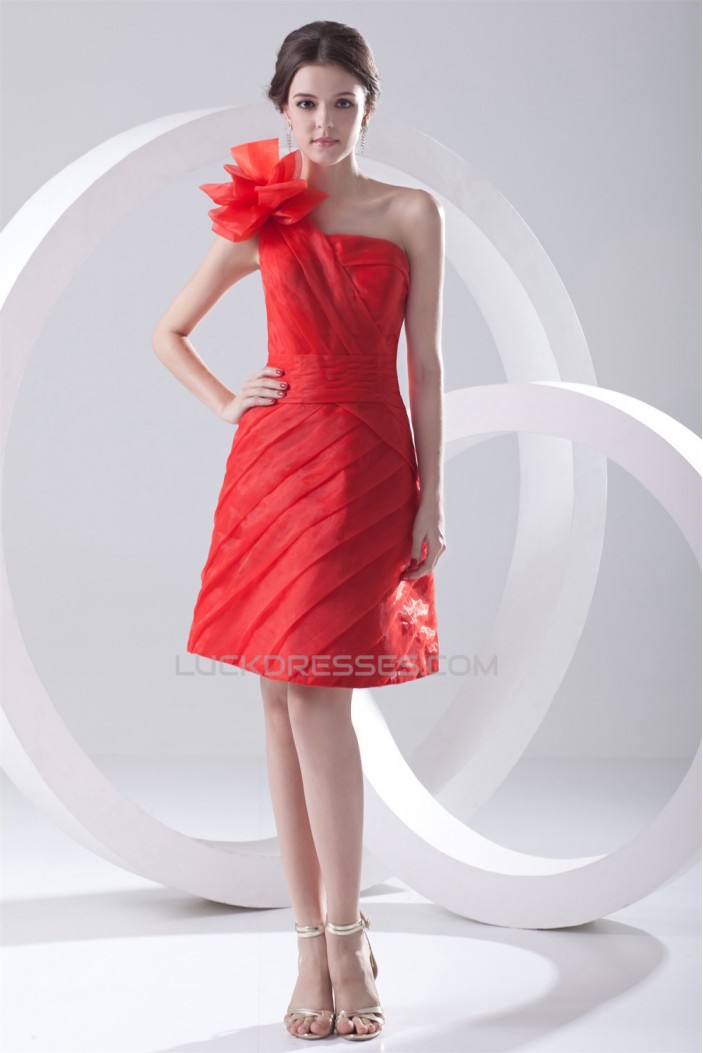 One-Shoulder Sheath/Column Sleeveless Organza Silk like Satin Prom/Formal Evening Dresses 02021478