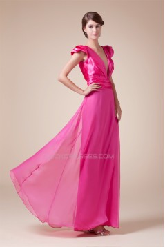 Chiffon Silk like Satin Floor-Length V-Neck Prom/Formal Evening Bridesmaid Dresses 02020148