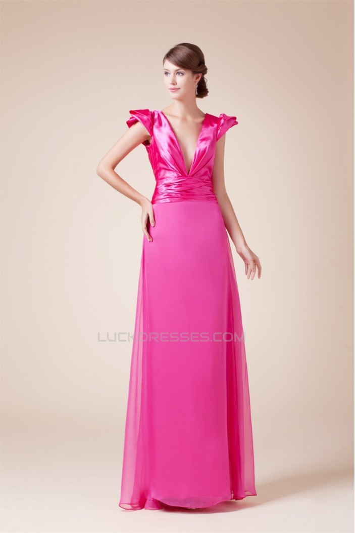 Chiffon Silk like Satin Floor-Length V-Neck Prom/Formal Evening Bridesmaid Dresses 02020148