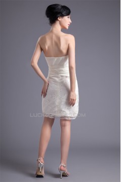 Short/Mini Handmade Flowers Satin Lace Prom/Formal Evening Dresses 02021505