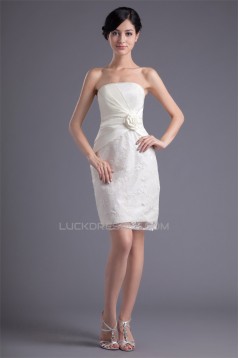 Short/Mini Handmade Flowers Satin Lace Prom/Formal Evening Dresses 02021505