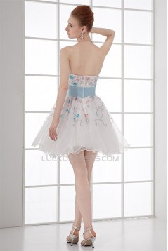 Short/Mini Sweetheart Satin Organza Beading Prom/Formal Evening Cocktail Dresses 02021516
