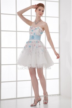 Short/Mini Sweetheart Satin Organza Beading Prom/Formal Evening Cocktail Dresses 02021516