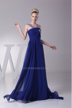 A-Line Sleeveless Beaded Long Blue Chiffon Prom/Formal Evening Dresses 02020158
