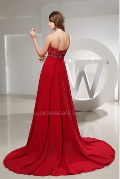 A-Line Empire Beaded Long Red Chiffon Prom/Formal Evening Maternity Dresses 02020159