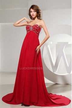 A-Line Empire Beaded Long Red Chiffon Prom/Formal Evening Maternity Dresses 02020159