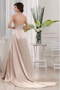Court Train Elastic Woven Satin Halter A-Line Prom/Formal Evening Dresses 02020161
