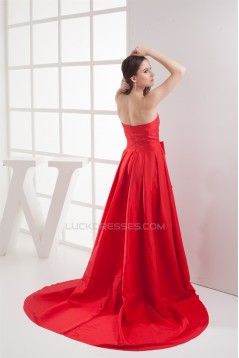 A-Line Strapless Court Train Taffeta Sleeveless Long Prom/Formal Evening Dresses 02020166