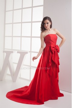 A-Line Strapless Court Train Taffeta Sleeveless Long Prom/Formal Evening Dresses 02020166