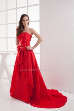 A-Line Strapless Court Train Taffeta Sleeveless Long Prom/Formal Evening Dresses 02020166