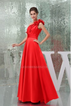 A-Line Floor-Length Beading One-Shoulder Long Red Prom/Formal Evening Bridesmaid Dresses 02020171