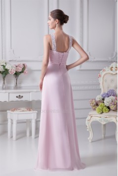 A-Line Floor-Length Sleeveless Long Pink Prom Evening Bridesmaid Dresses 02020173