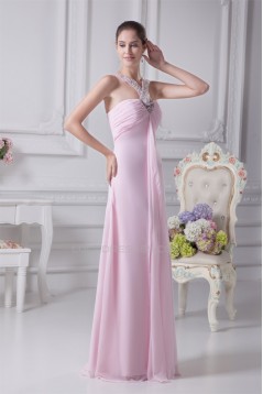 A-Line Floor-Length Sleeveless Long Pink Prom Evening Bridesmaid Dresses 02020173