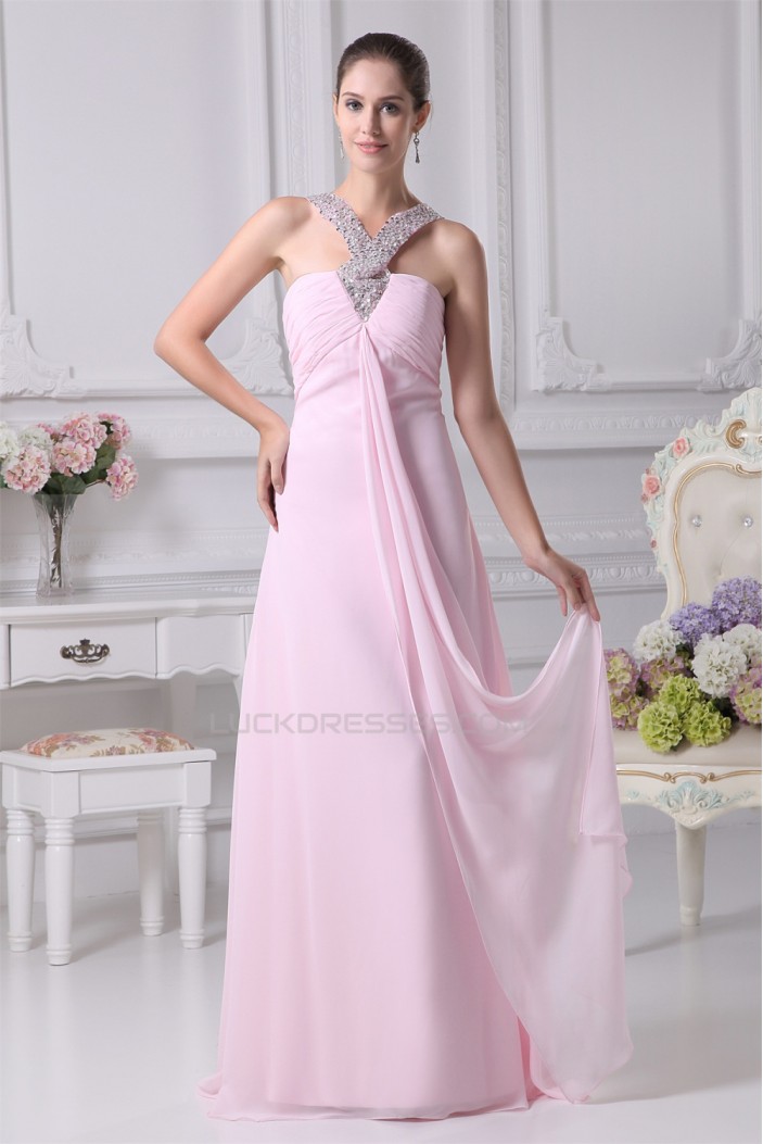 A-Line Floor-Length Sleeveless Long Pink Prom Evening Bridesmaid Dresses 02020173