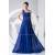 A-Line One-Shoulder Floor-Length Beaded Handmade Flowers Long Prom Evening Bridesmaid Dresses 02020190