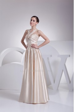 Halter A-Line Beading Sleeveless Silk like Satin Prom/Formal Evening Dresses 02020204