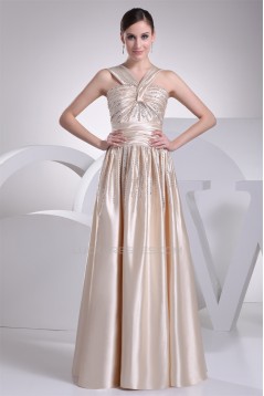 Halter A-Line Beading Sleeveless Silk like Satin Prom/Formal Evening Dresses 02020204