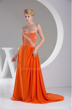 One-Shoulder Beading Puddle Train Sleeveless Prom/Formal Evening Dresses 02020232
