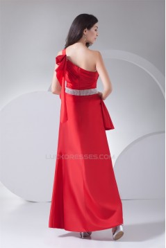 One-Shoulder Taffeta Floor-Length Sheath/Column Long Red Prom/Formal Evening Dresses 02020238