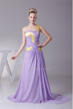 Puddle Train A-Line Chiffon Prom/Formal Evening Dresses 02020244