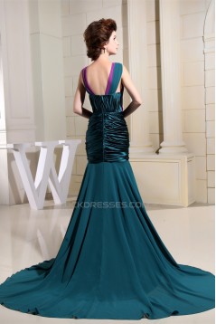 Puddle Train Ruffles Chiffon Silk like Satin Prom/Formal Evening Dresses 02020246