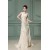 Ruched Lace Silk like Satin Square Court Train Prom/Formal Evening Dresses 02020251