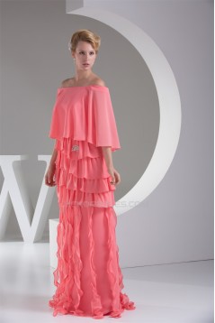 Ruffles Chiffon Portrait 3/4 Length Prom/Formal Evening Dresses 02020258