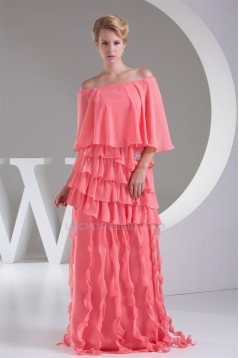 Ruffles Chiffon Portrait 3/4 Length Prom/Formal Evening Dresses 02020258