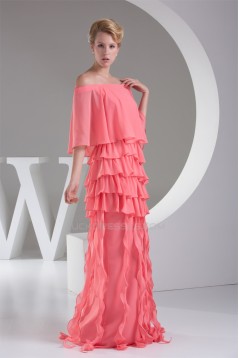 Ruffles Chiffon Portrait 3/4 Length Prom/Formal Evening Dresses 02020258