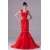 Satin Organza Capped Sleeves Square Mermaid/Trumpet Prom/Formal Evening Dresses 02020274