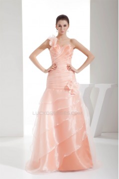One-Shoulder Sleeveless Ruffles Long Prom/Formal Evening Dresses 02020281