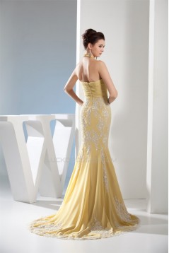 Trumpet/Mermaid Halter Sleeveless Brush Sweep Train Long Prom/Formal Evening Dresses 02020285